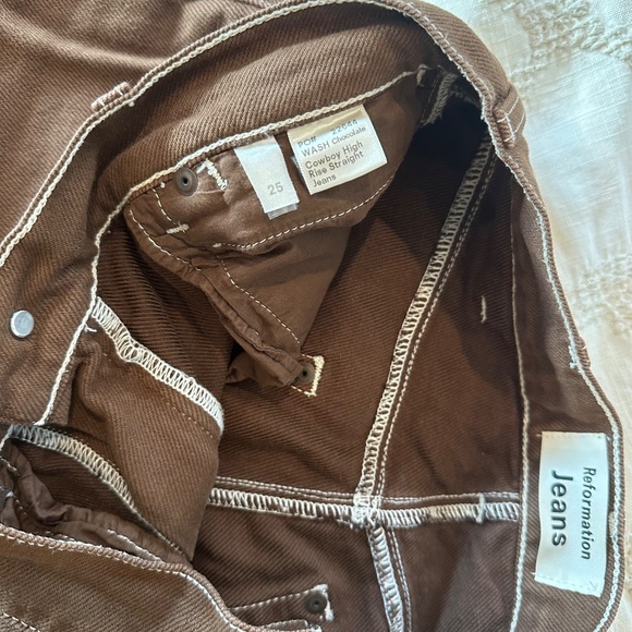 Reformation Cowboy High Rise Straight Jeans - Chocolate - Picture 5 of 5